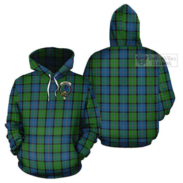 Stirling Tartan Cotton Hoodie with Family Crest - Tartan Vibes Clothing