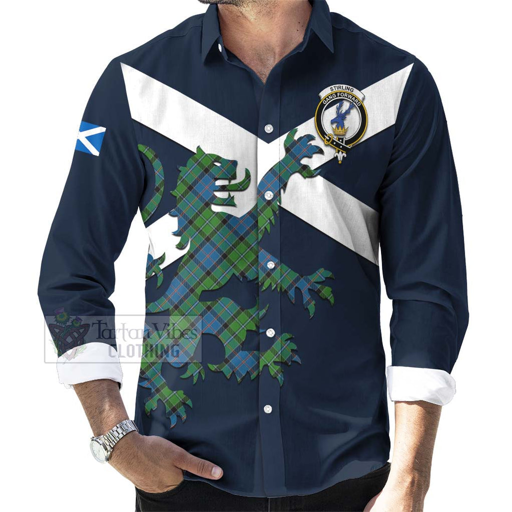 Tartan Vibes Clothing Stirling Tartan Lion Rampant Long Sleeve Button Shirt – Proudly Display Your Heritage with Alba Gu Brath and Clan Name