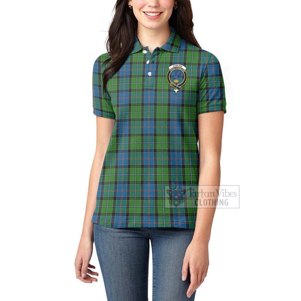 Tartan Vibes Clothing Stirling Tartan Women's Polo Shirt with Family Crest Celtic Skull Style