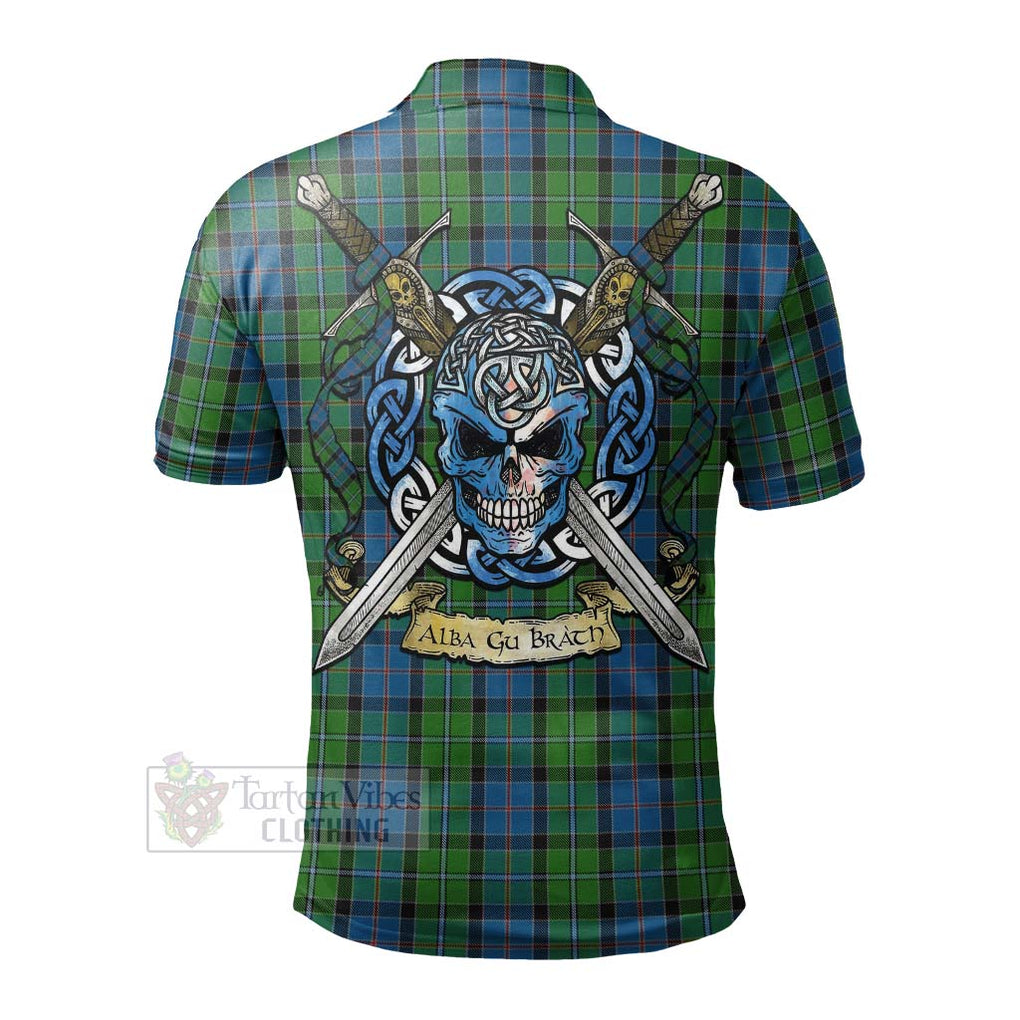 Tartan Vibes Clothing Stirling Tartan Polo Shirt with Family Crest Celtic Skull Style