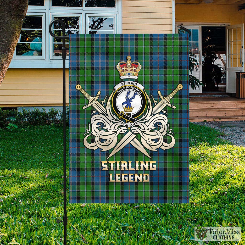 Tartan Vibes Clothing Stirling Tartan Flag with Clan Crest and the Golden Sword of Courageous Legacy