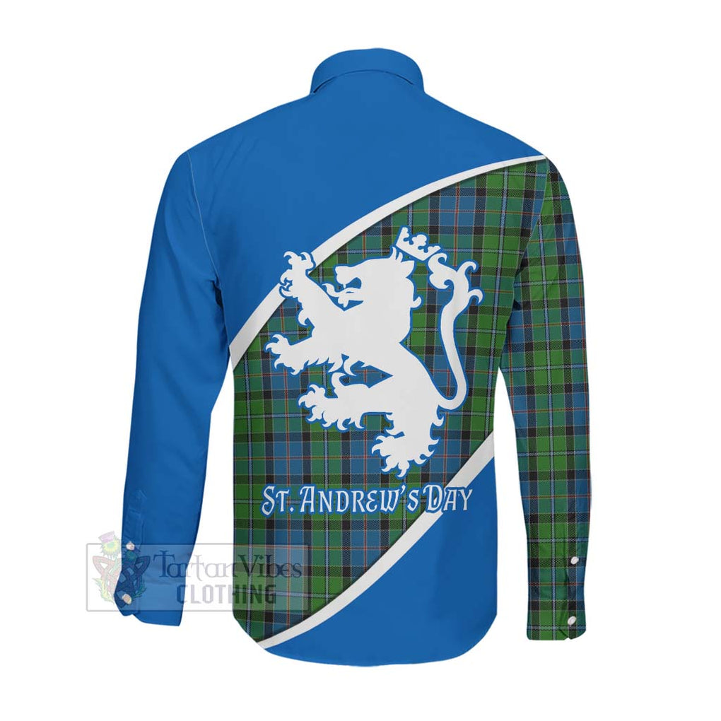 Tartan Vibes Clothing Stirling Family Crest Tartan Long Sleeve Button Shirt Celebrate Saint Andrew's Day in Style