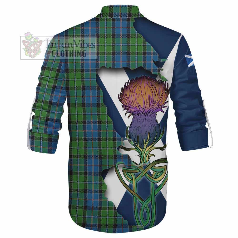 Stirling Tartan Family Crest Ghillie Kilt Shirt Scottish Thistle Celtic Inspired - Tartan Vibes Clothing
