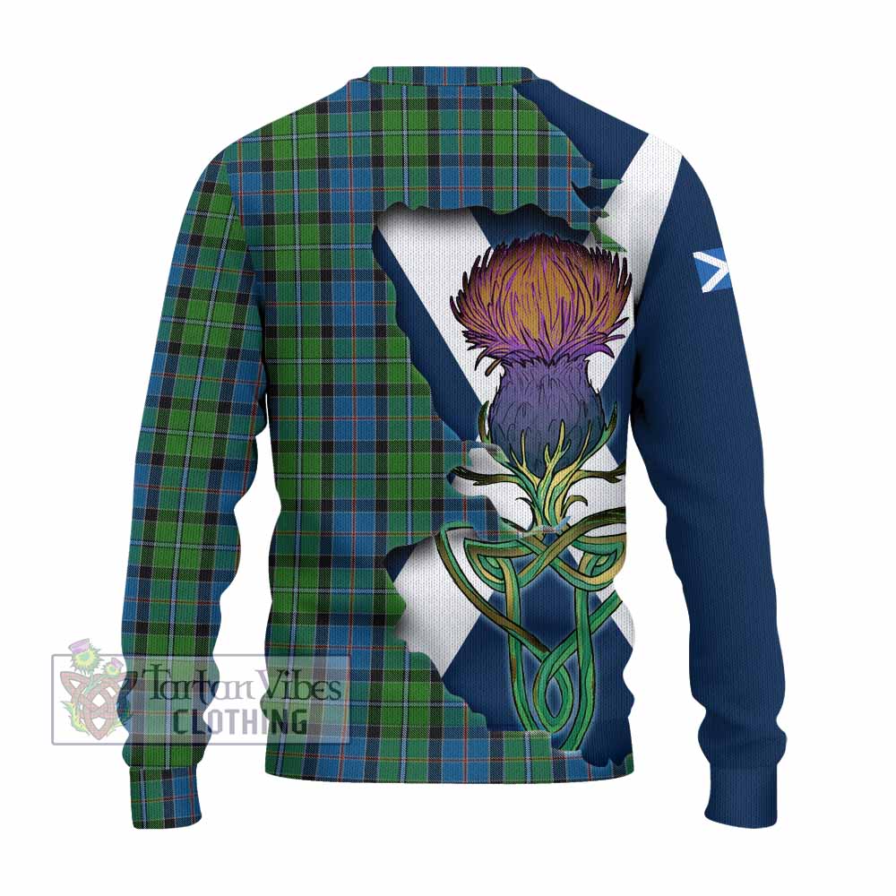 Stirling Tartan Family Crest Knitted Sweater Scottish Thistle Celtic Inspired - Tartan Vibes Clothing