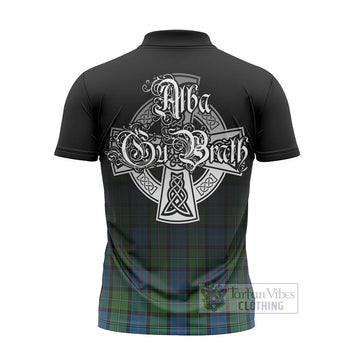 Stirling Tartan Zipper Polo Shirt Featuring Alba Gu Brath Family Crest Celtic Inspired - Tartan Vibes Clothing