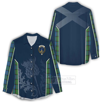 Stirling Tartan Women's Casual Shirt with Family Crest and Scottish Thistle Vibes Sport Style