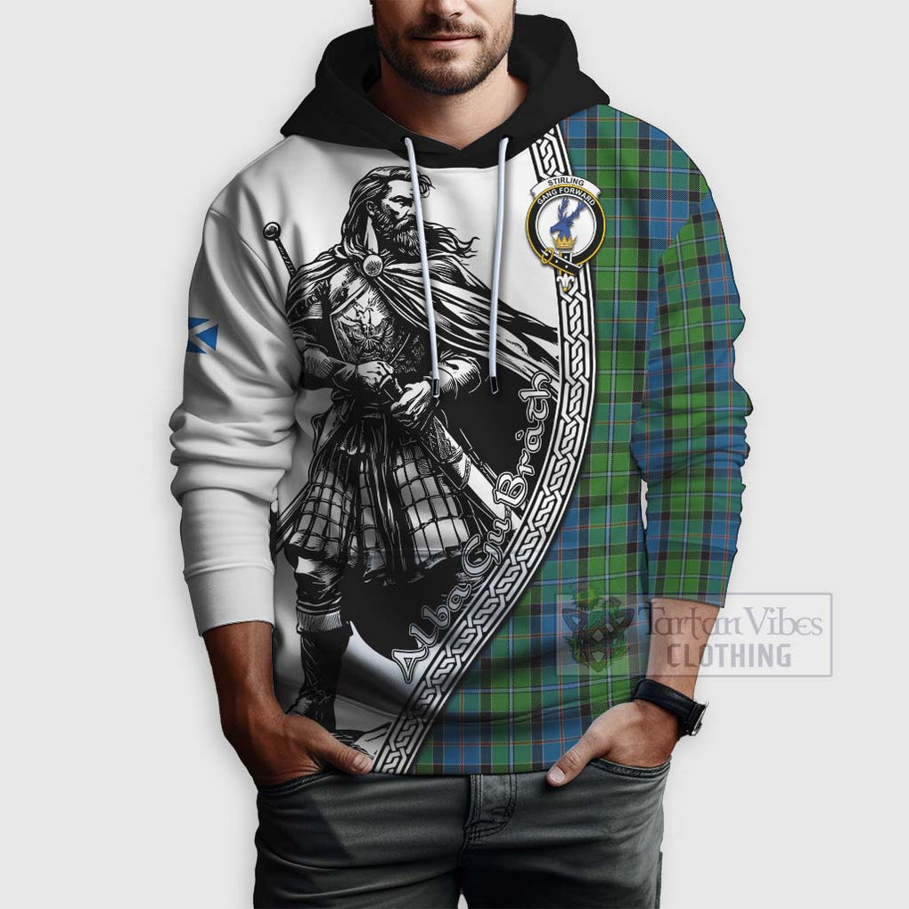 Tartan Vibes Clothing Stirling Tartan Clan Crest Hoodie with Highlander Warrior Celtic Style