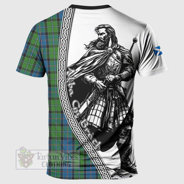 Stirling Tartan Clan Crest T-Shirt with Highlander Warrior Celtic Style - Tartan Vibes Clothing