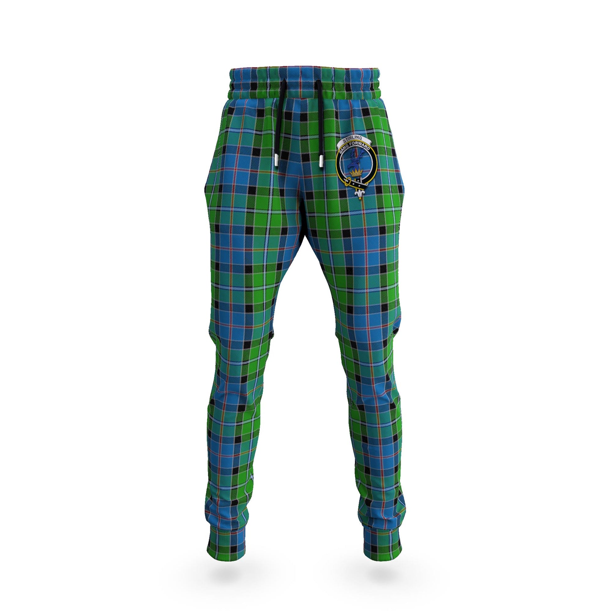 Stirling Tartan Joggers Pants with Family Crest 5XL - Tartan Vibes Clothing