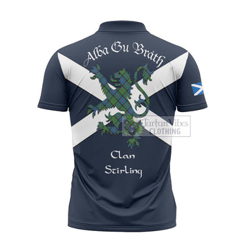 Stirling Tartan Lion Rampant Zipper Polo Shirt Proudly Display Your Heritage with Alba Gu Brath and Clan Name - Tartan Vibes Clothing