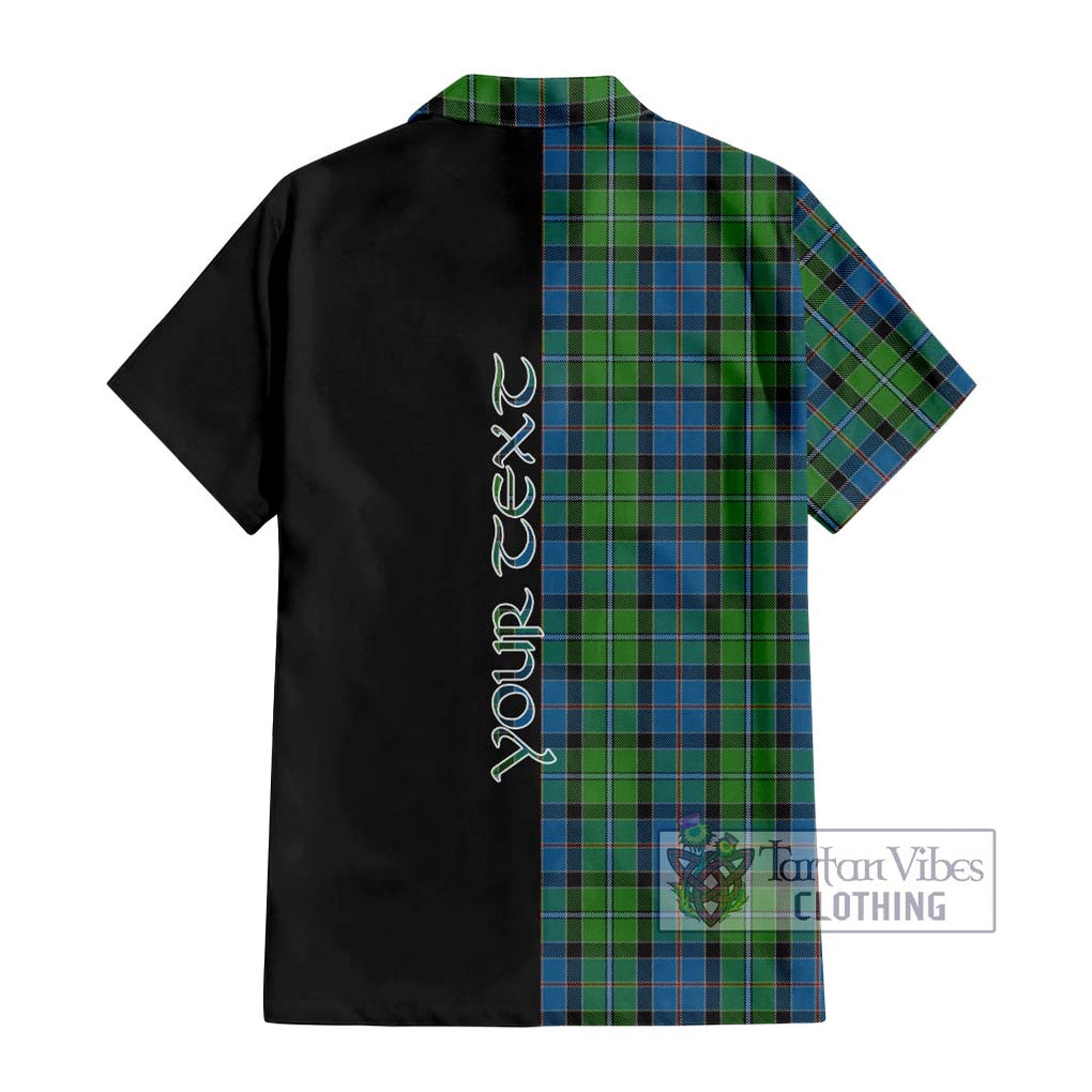 Stirling Tartan Short Sleeve Button Shirt with Family Crest and Half Of Me Style - Tartanvibesclothing Shop