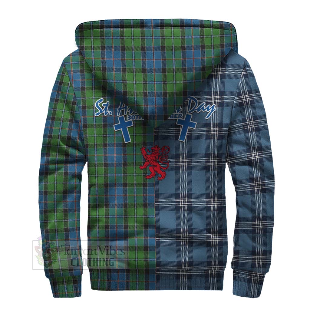 Tartan Vibes Clothing Stirling Tartan Sherpa Hoodie Happy St. Andrew's Day Half Tartan Style