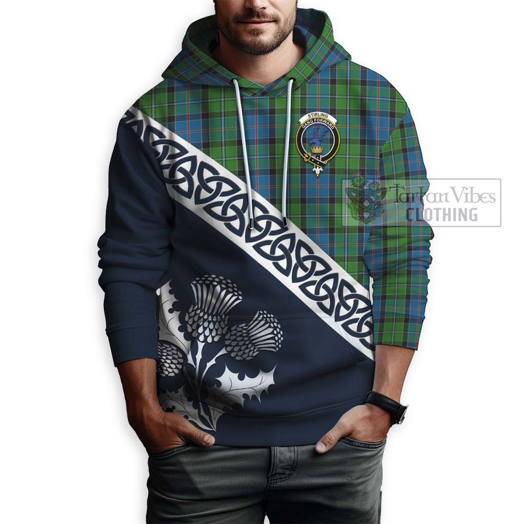 Tartan Vibes Clothing Stirling Tartan Hoodie Featuring Thistle and Scotland Map