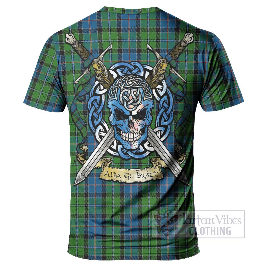 Stirling Tartan T-Shirt with Family Crest Celtic Skull Style - Tartan Vibes Clothing