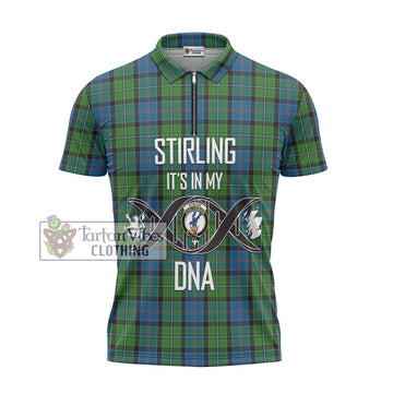 Stirling Tartan Zipper Polo Shirt with Family Crest DNA In Me Style - Tartan Vibes Clothing