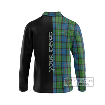 Stirling Tartan Long Sleeve Polo Shirt with Family Crest and Half Of Me Style - Tartan Vibes Clothing