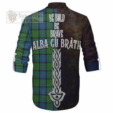 Stirling Tartan Family Crest Ghillie Kilt Shirt Alba Gu Brath Be Brave Lion Ancient Style - Tartan Vibes Clothing