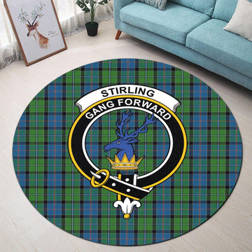 Stirling Tartan Round Rug with Family Crest
