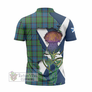 Stirling Tartan Family Crest Zipper Polo Shirt Scottish Thistle Celtic Inspired - Tartan Vibes Clothing
