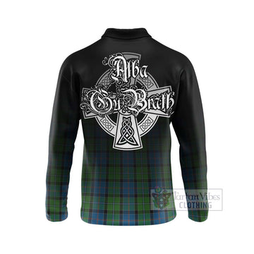 Stirling Tartan Long Sleeve Polo Shirt Featuring Alba Gu Brath Family Crest Celtic Inspired - Tartan Vibes Clothing