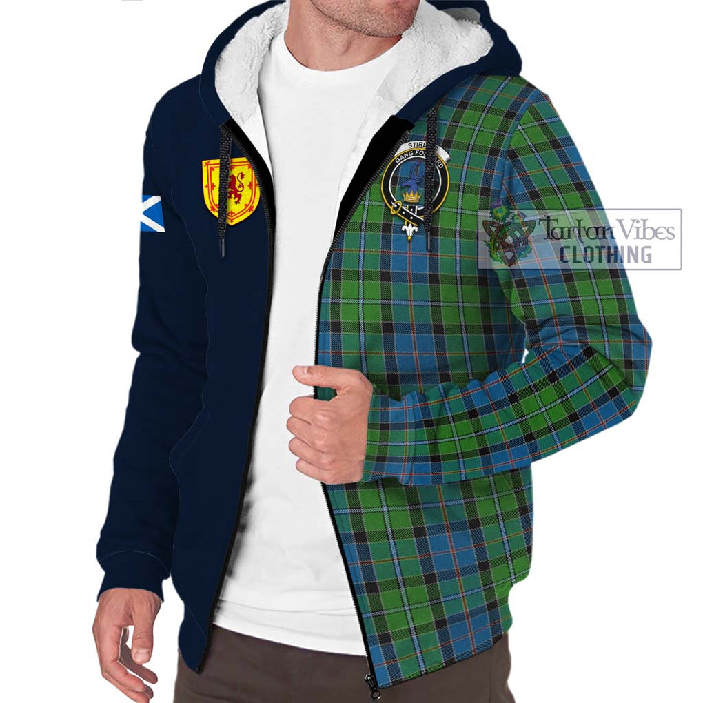 Tartan Vibes Clothing Stirling Tartan Sherpa Hoodie with Scottish Lion Royal Arm Half Style