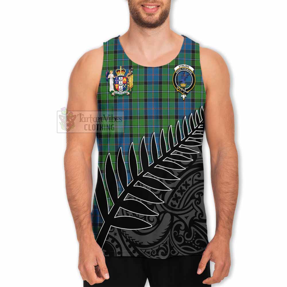 Tartan Vibes Clothing Stirling Crest Tartan Men's Tank Top with New Zealand Silver Fern Half Style