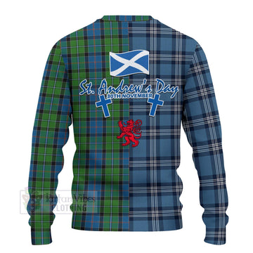 Stirling Tartan Knitted Sweater Happy St. Andrew's Day Half Tartan Style - Tartan Vibes Clothing