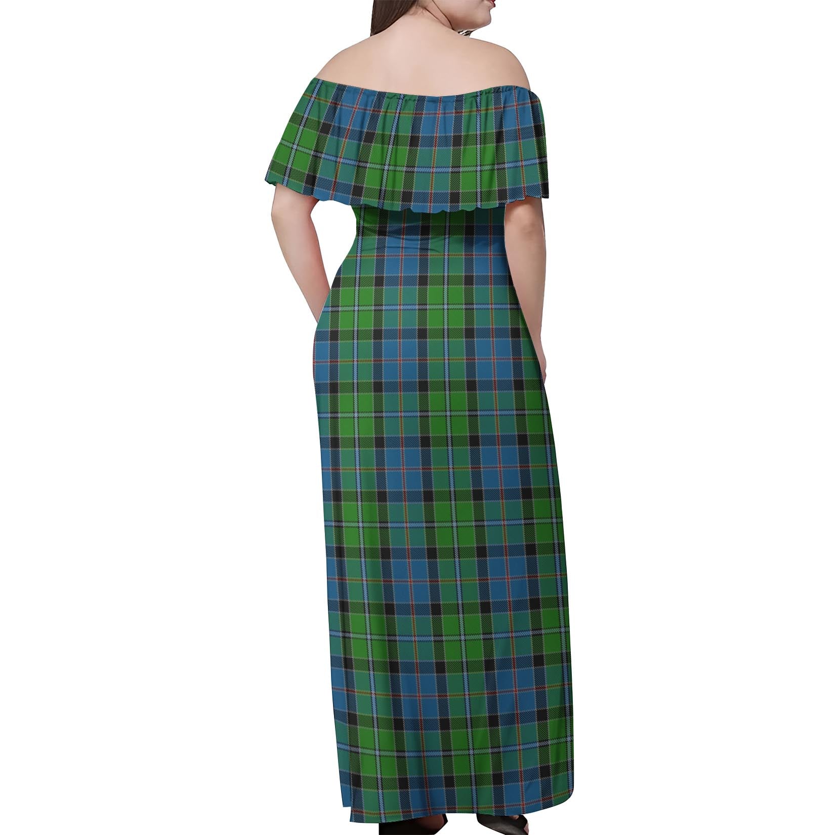 Stirling Tartan Off Shoulder Long Dress - Tartanvibesclothing