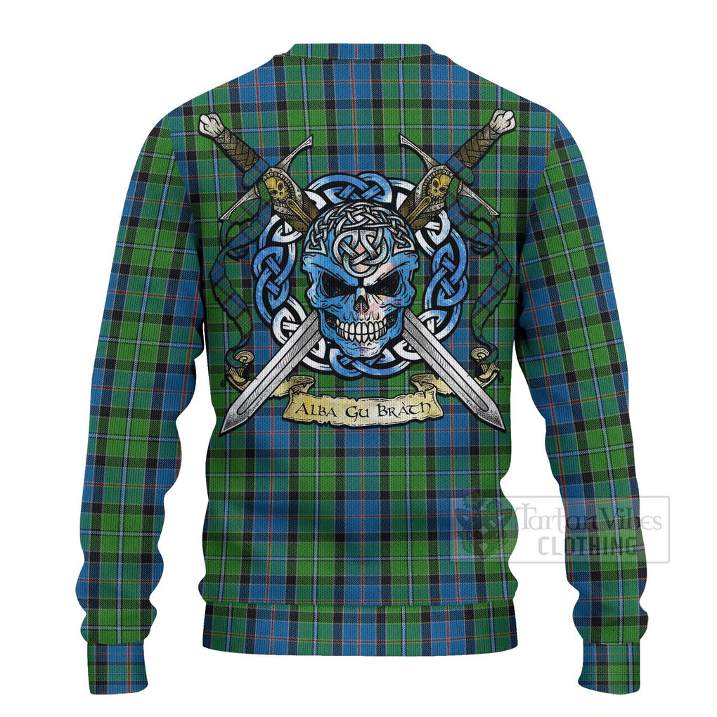 Stirling Tartan Ugly Sweater with Family Crest Celtic Skull Style - Tartan Vibes Clothing