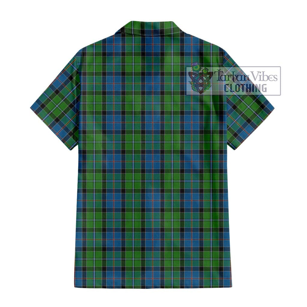 Stirling Tartan Short Sleeve Button Shirt with Family Crest DNA In Me Style - Tartanvibesclothing Shop