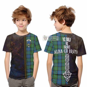 Stirling Tartan Family Crest Kid T-Shirt Alba Gu Brath Be Brave Lion Ancient Style - Tartan Vibes Clothing