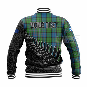 Stirling Crest Tartan Baseball Jacket with New Zealand Silver Fern Half Style - Tartan Vibes Clothing