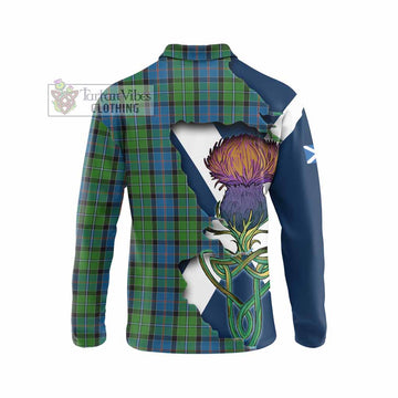 Stirling Tartan Family Crest Long Sleeve Polo Shirt Scottish Thistle Celtic Inspired - Tartan Vibes Clothing