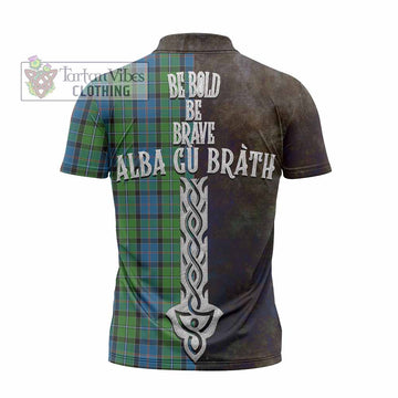 Stirling Tartan Family Crest Zipper Polo Shirt Alba Gu Brath Be Brave Lion Ancient Style - Tartan Vibes Clothing
