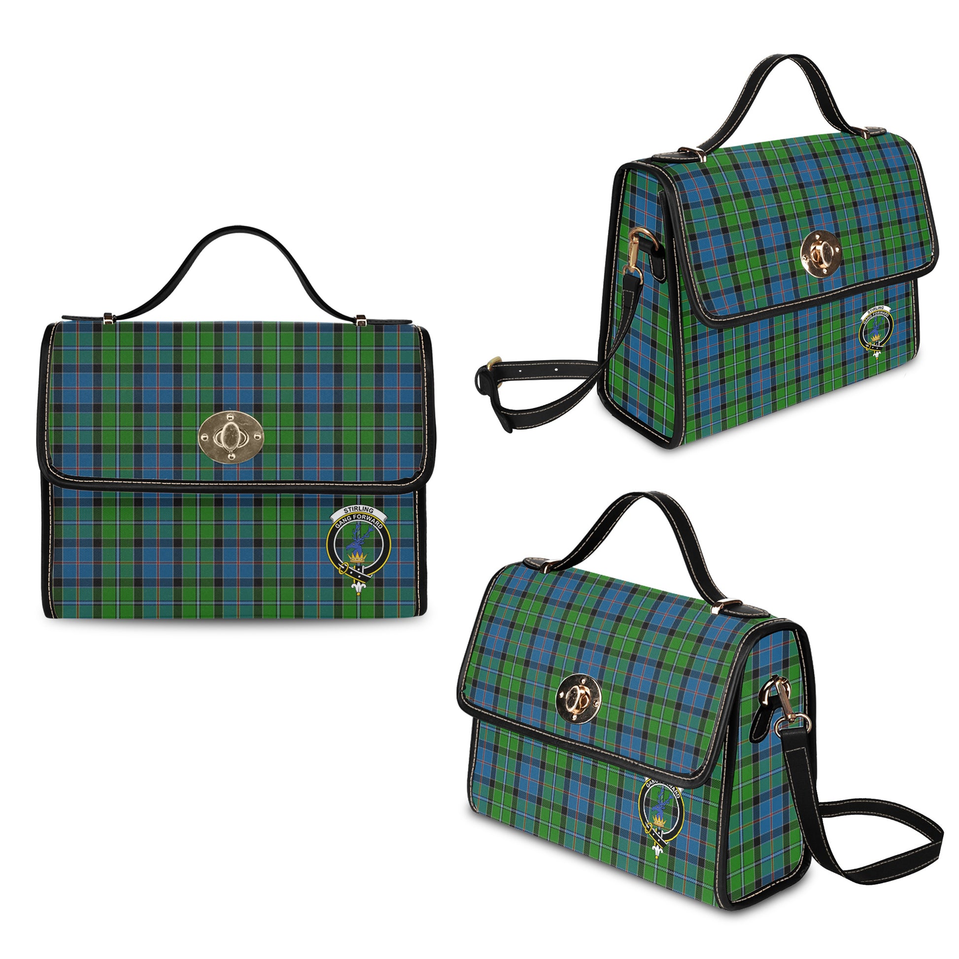 stirling-tartan-leather-strap-waterproof-canvas-bag-with-family-crest