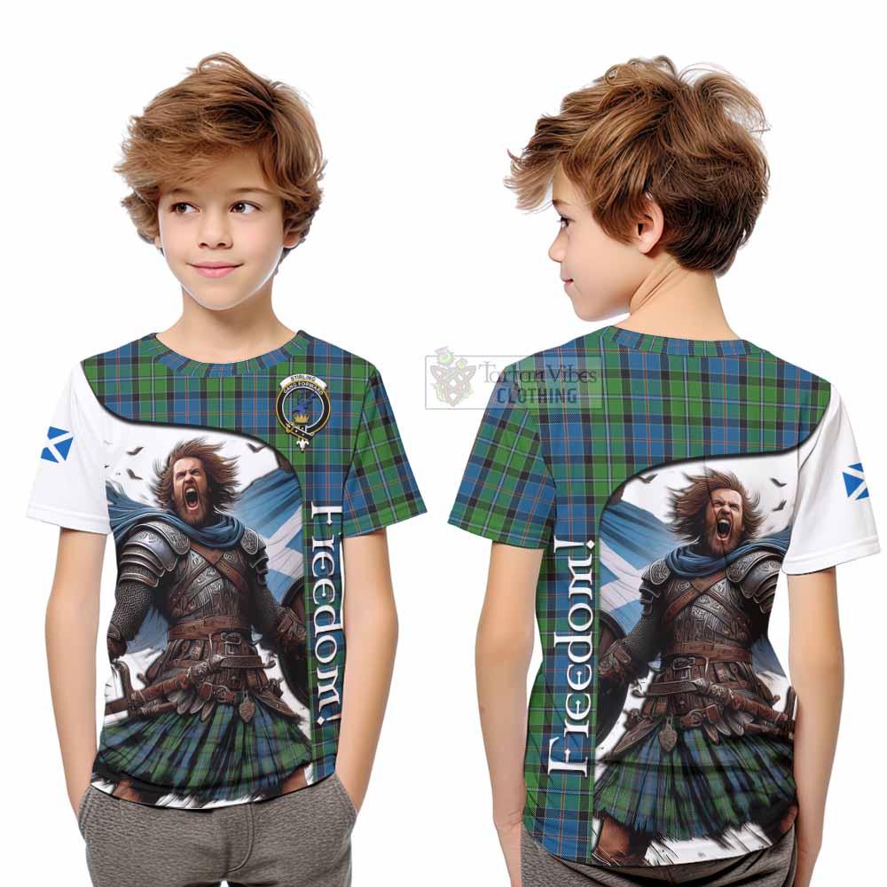 Tartan Vibes Clothing Stirling Crest Tartan Kid T-Shirt Inspired by the Freedom of Scottish Warrior