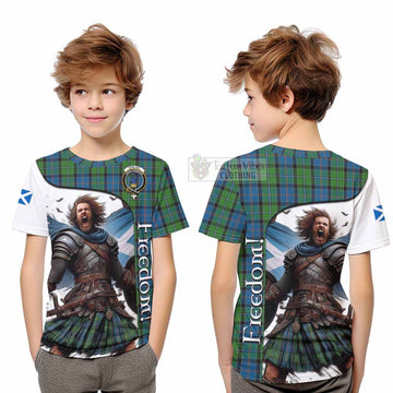 Stirling Crest Tartan Kid T-Shirt Inspired by the Freedom of Scottish Warrior