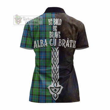 Stirling Tartan Family Crest Women's Polo Shirt Alba Gu Brath Be Brave Lion Ancient Style - Tartan Vibes Clothing