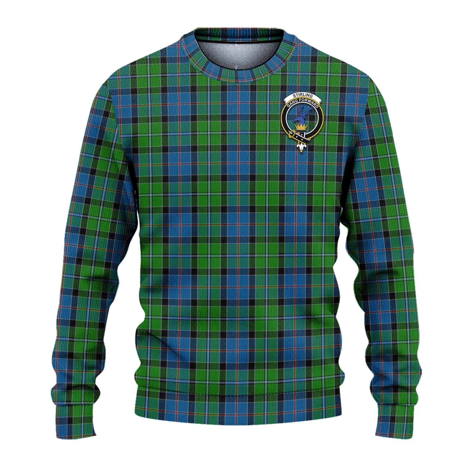 Stirling Tartan Knitted Sweater with Family Crest - Tartanvibesclothing