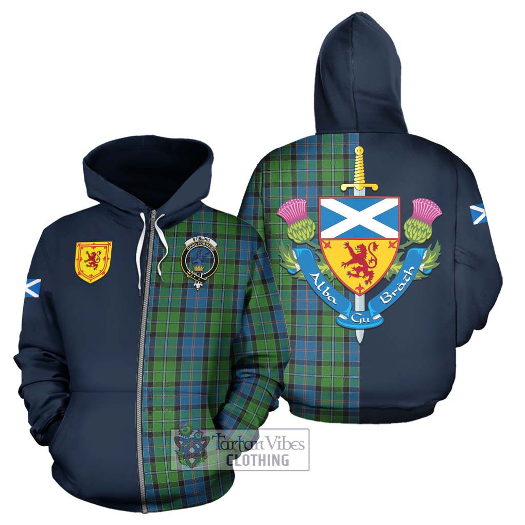 Tartan Vibes Clothing Stirling Tartan Hoodie with Scottish Lion Royal Arm Half Style