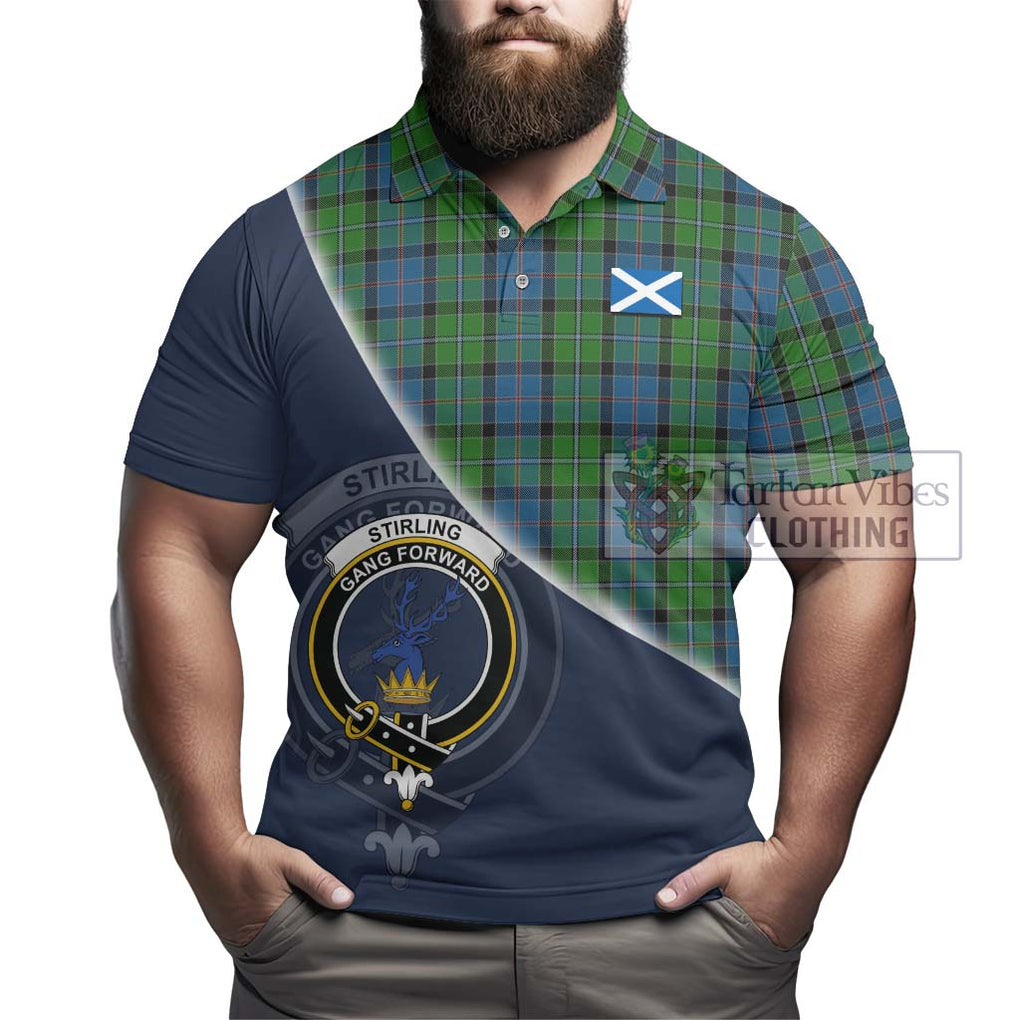 Stirling Tartan Polo Shirt with Personalised National Flag and Family Crest Half Style - Tartanvibesclothing Shop