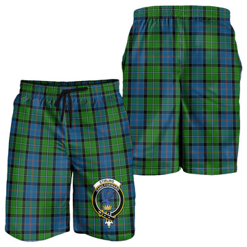 Stirling Tartan Mens Shorts with Family Crest