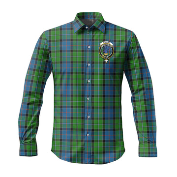 Stirling Tartan Long Sleeve Button Up Shirt with Family Crest