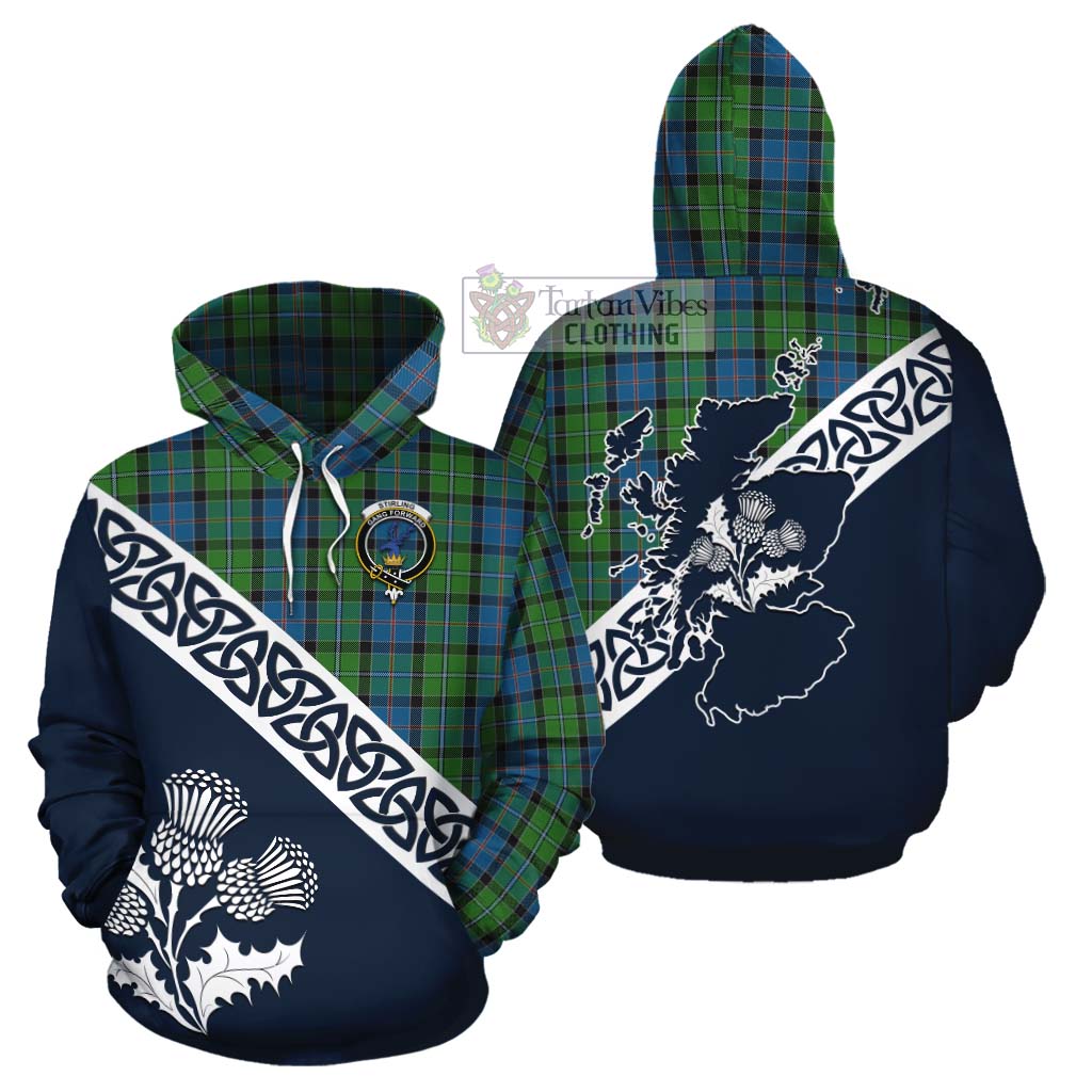 Stirling Tartan Cotton Hoodie Featuring Thistle and Scotland Map Zip Hoodie - Tartan Vibes Clothing