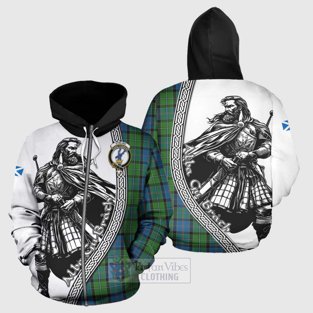 Tartan Vibes Clothing Stirling Tartan Clan Crest Hoodie with Highlander Warrior Celtic Style