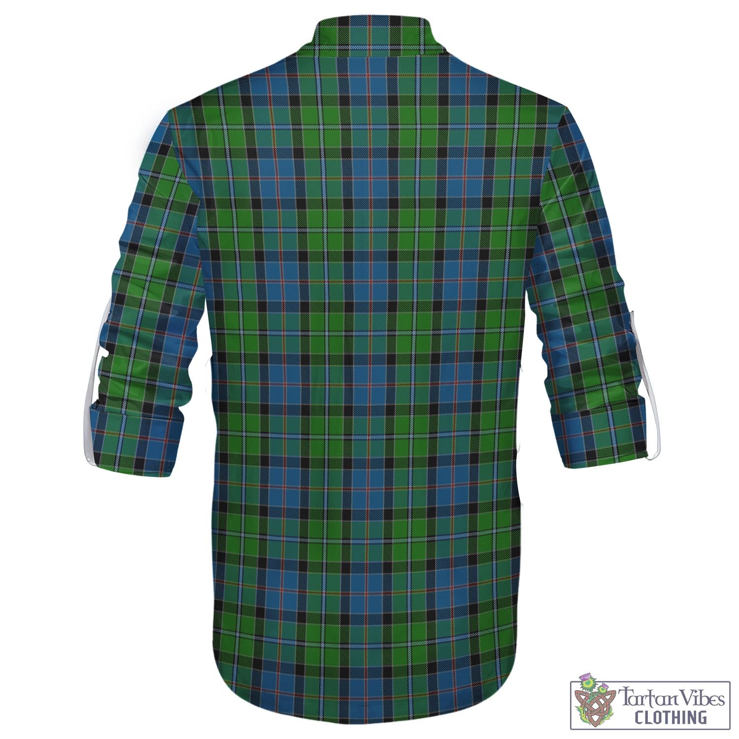 Tartan Vibes Clothing Stirling Tartan Men's Scottish Traditional Jacobite Ghillie Kilt Shirt with Family Crest