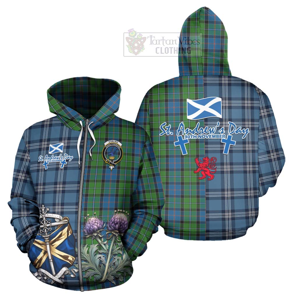 Tartan Vibes Clothing Stirling Tartan Hoodie Happy St. Andrew's Day Half Tartan Style