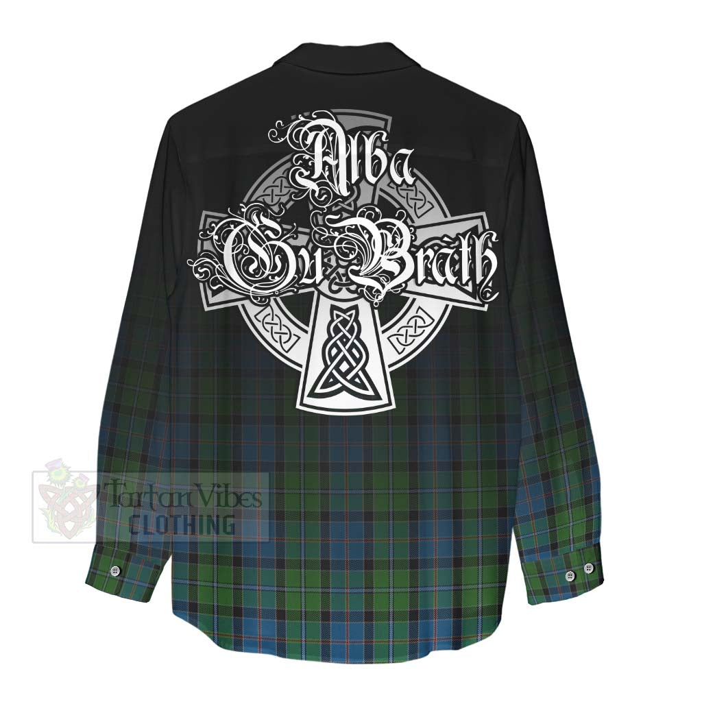 Tartan Vibes Clothing Stirling Tartan Women's Casual Shirt Featuring Alba Gu Brath Family Crest Celtic Inspired