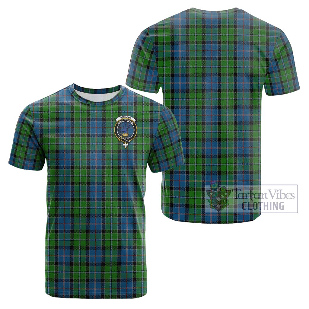 Tartan Vibes Clothing Stirling Tartan Cotton T-Shirt with Family Crest