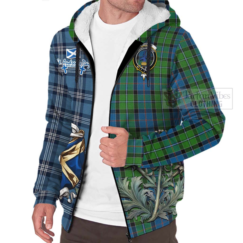 Tartan Vibes Clothing Stirling Tartan Sherpa Hoodie Happy St. Andrew's Day Half Tartan Style